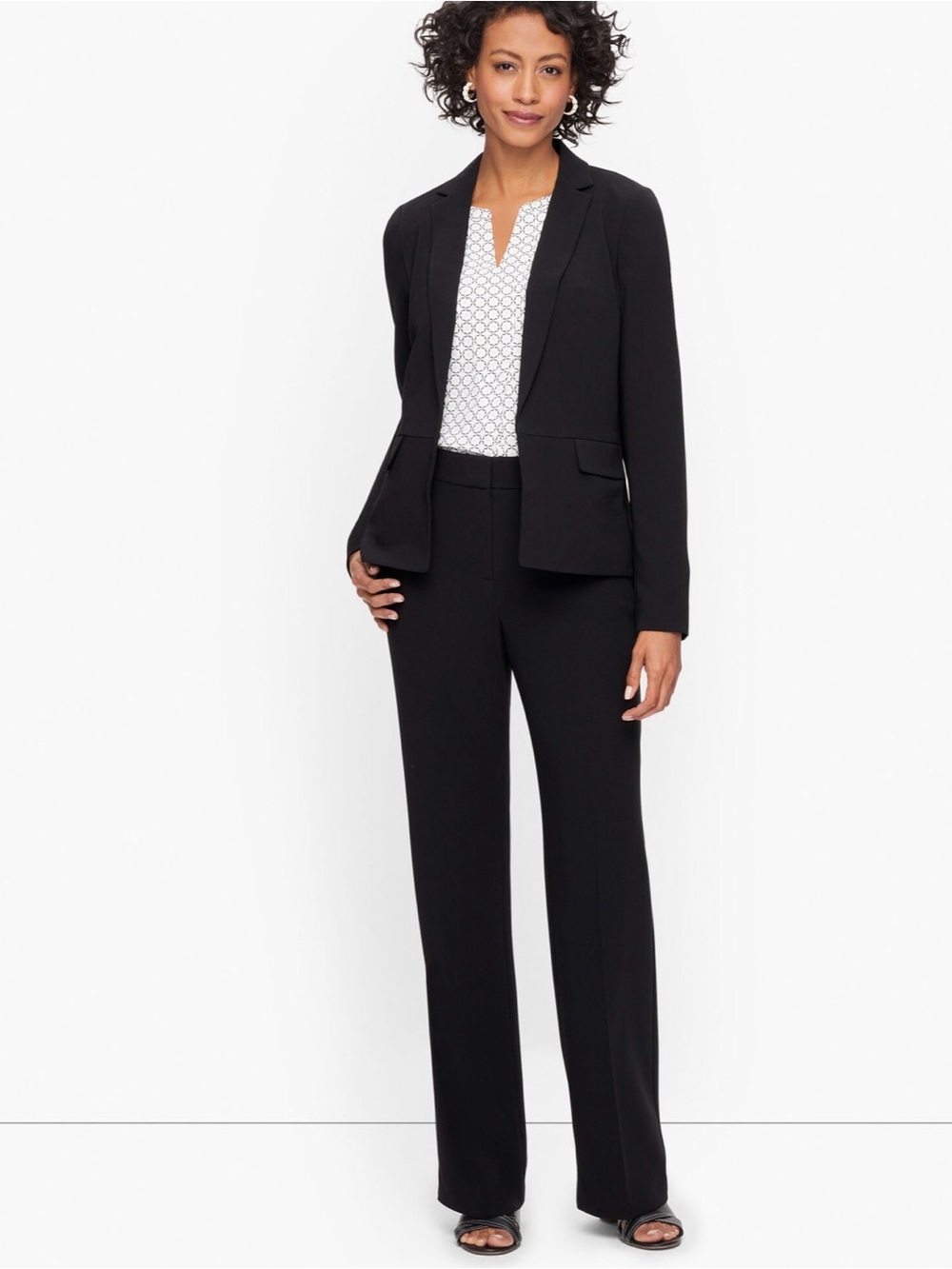 Talbots Black Easy Travel Blazer Jackey Women's Plus Size Curvy Petite Size 16P